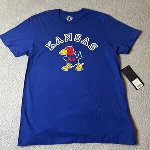 Kansas Jayhawks T Shirt Mens L Blue Short Sleeve Crew Neck Tee College‎ NCAA NEW